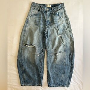 Free People Distressed Barrel Jeans